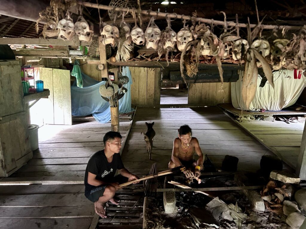 Tengkorak hasil berburu di bagian tengah Uma Suku Mentawai Indonesia A-Z